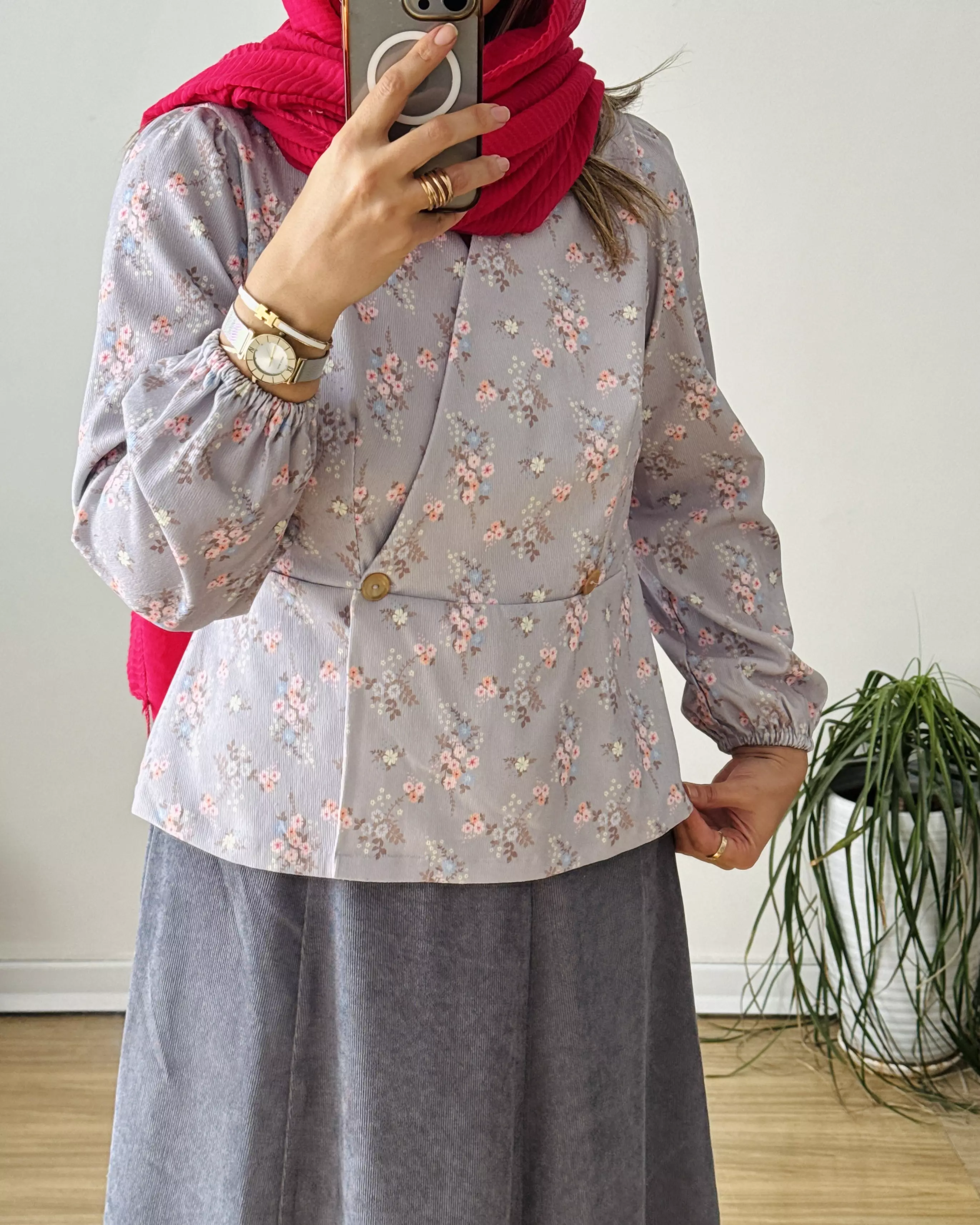 شومیز مخمل کبریتی چپ و راستی