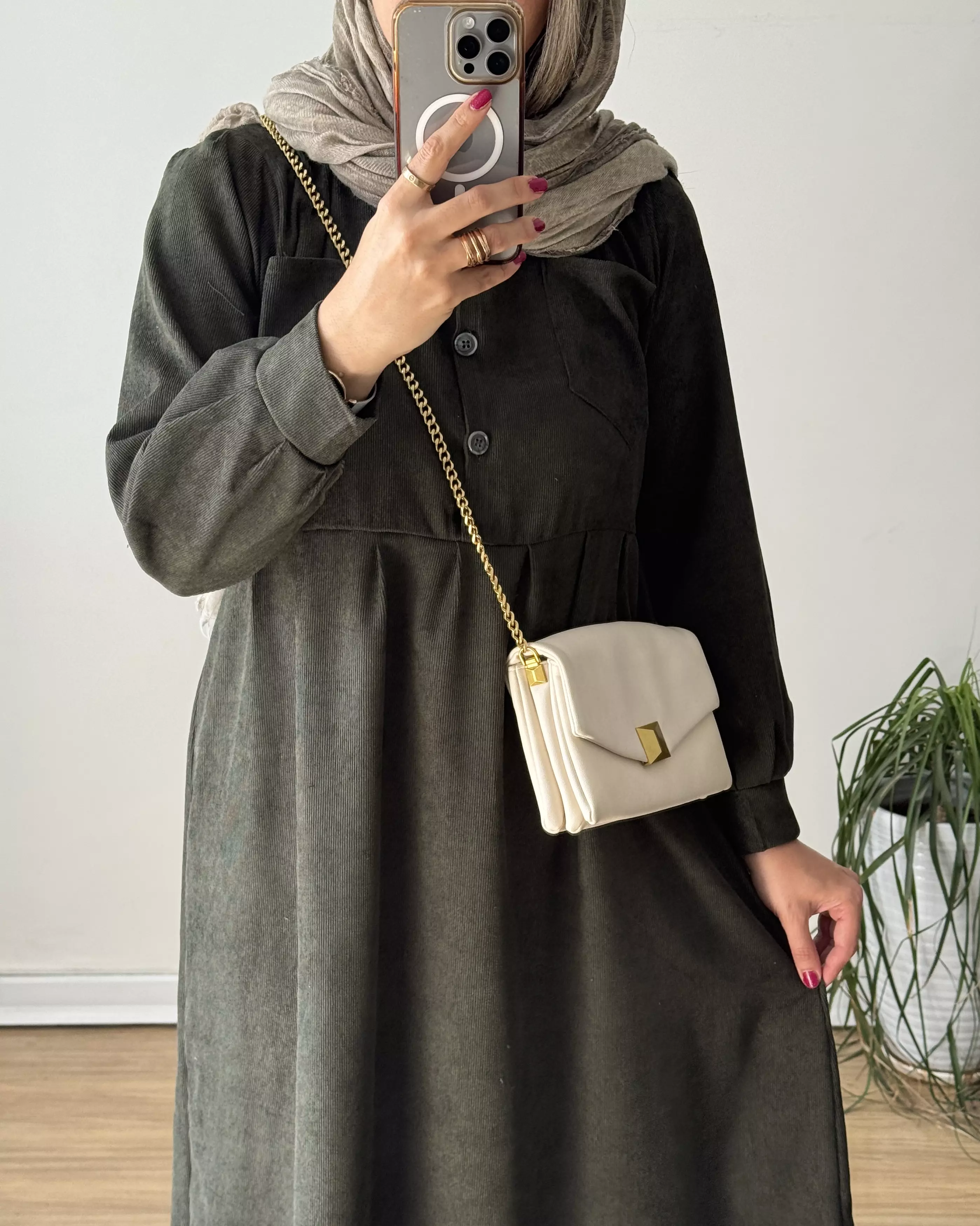 پیراهن مانتویی پاییزه آنیل جیبدار 5