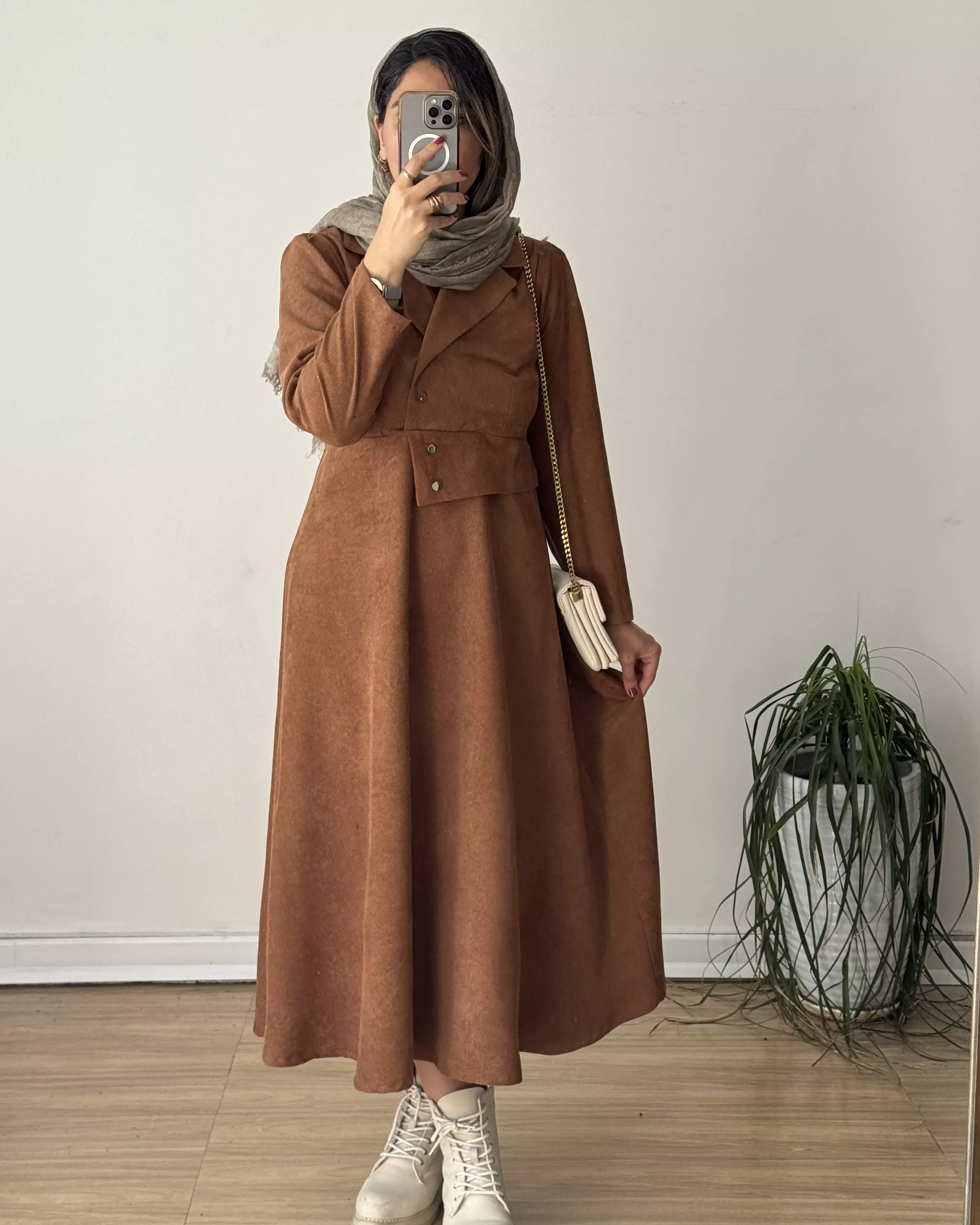 پیراهن مخمل کبریتی سارا 1