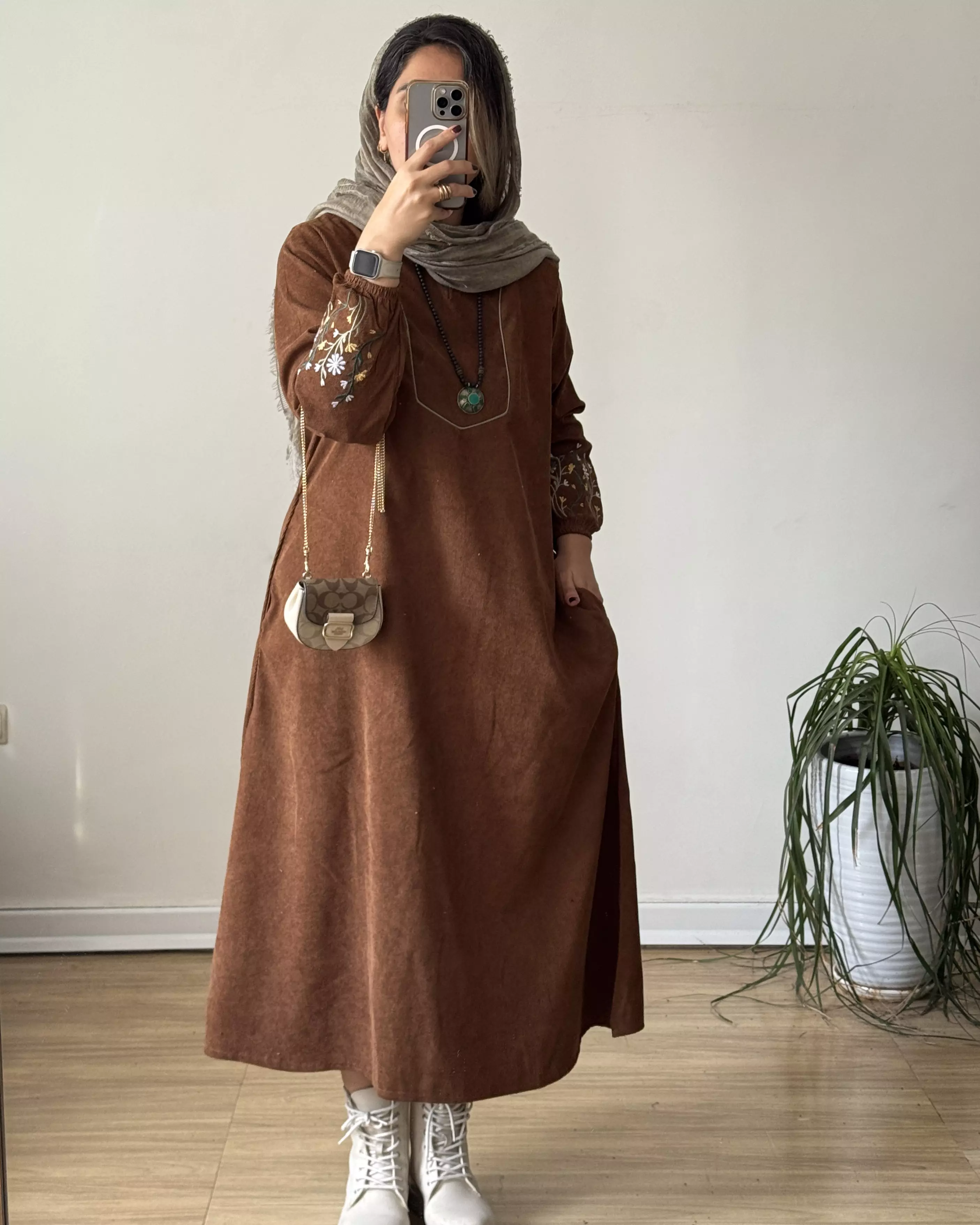 پیراهن مانتویی گندم