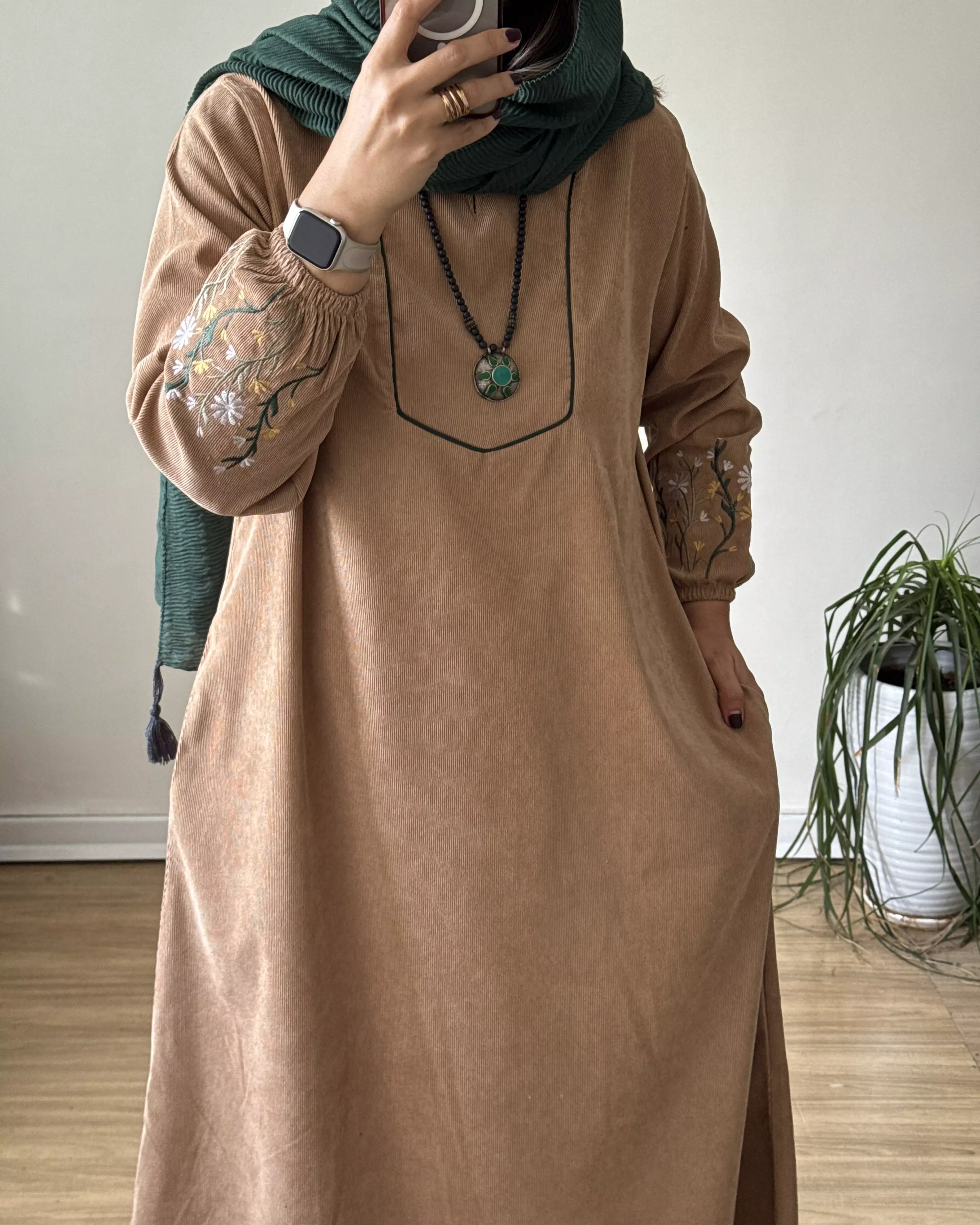 پیراهن مانتویی گندم
