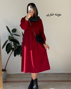 پیراهن مانتویی پاییزه آنیل جیبدار