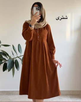 پیراهن مانتویی پاییزه آنیل جیبدار