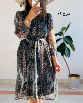 پیراهن حریر سرمه 10