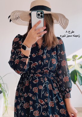 پیراهن حریر سرمه سری 12
