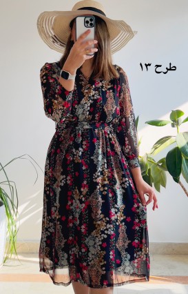 پیراهن حریر سرمه سری 12