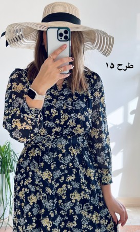 پیراهن حریر سرمه سری 15