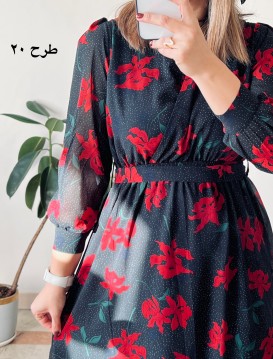 پیراهن حریر سرمه سری 15