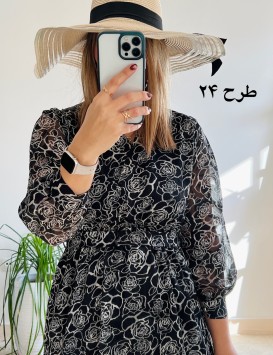 پیراهن حریر سرمه سری 15