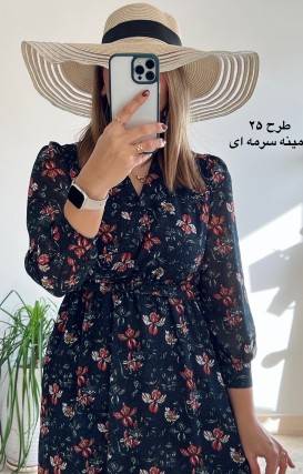 پیراهن حریر سرمه سری 15