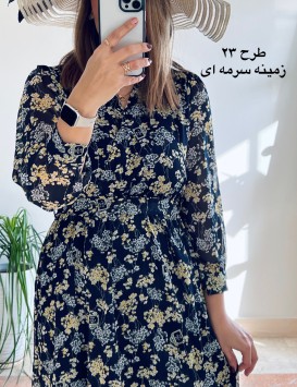 پیراهن حریر سرمه سری 16