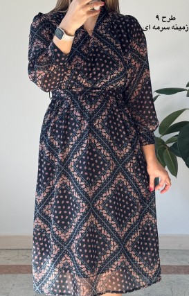 پیراهن حریر سرمه سری 17
