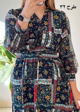 پیراهن حریر سرمه سری 17