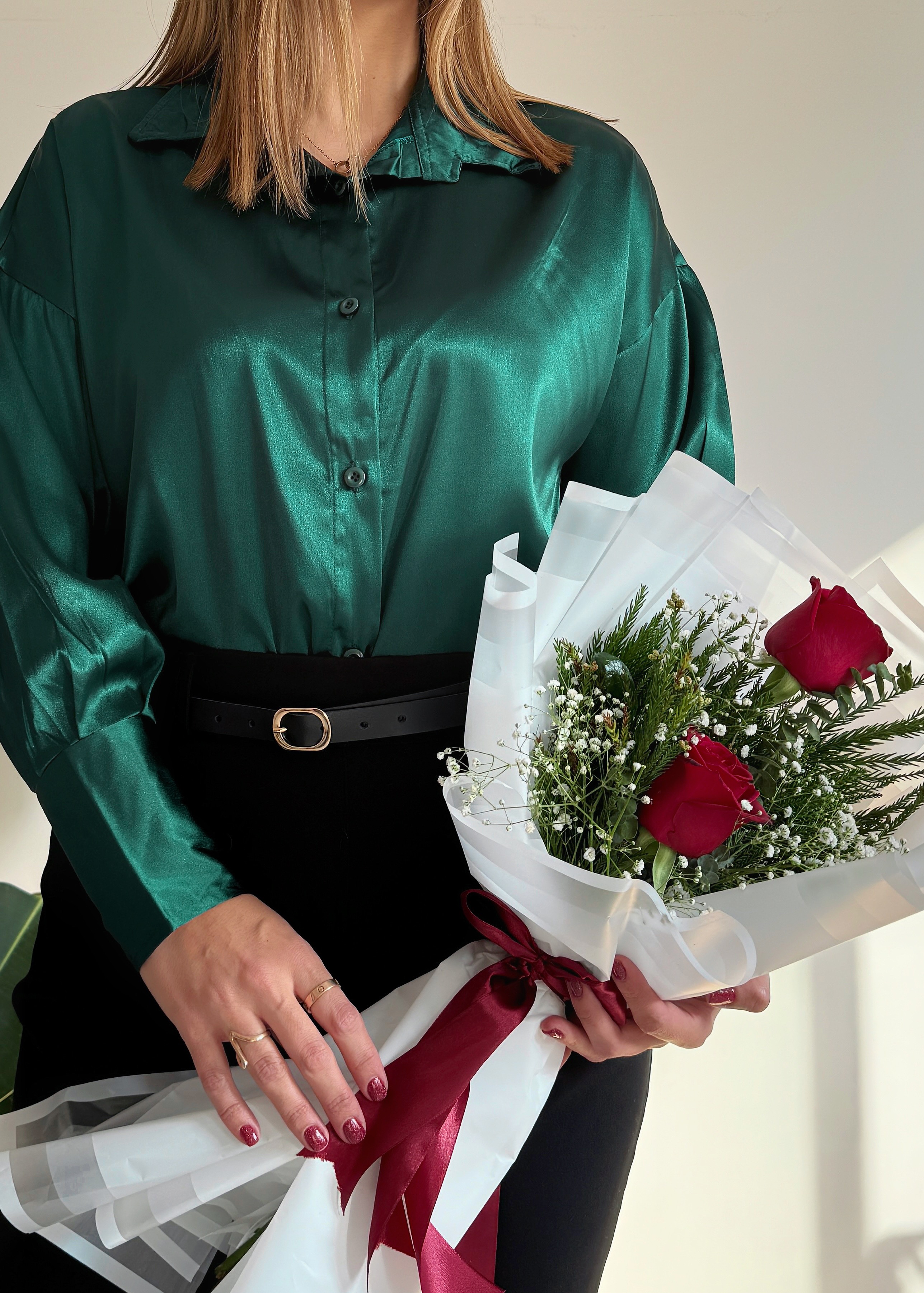 شومیز ساتن ساده ال ایکس