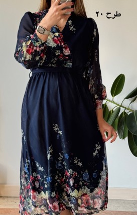پیراهن حریر سرمه سری 18