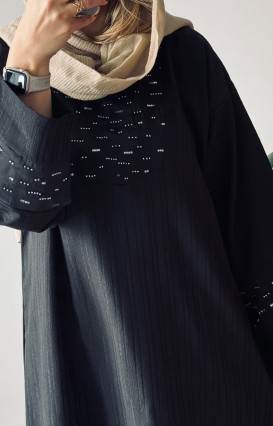 کفتان تکرنگ مشکی پولکی