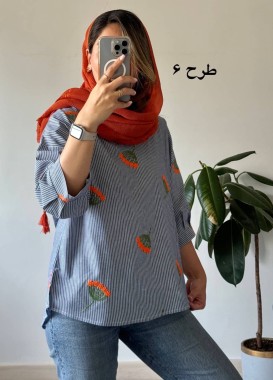 شومیز راه راه لینن گلدوزی 1