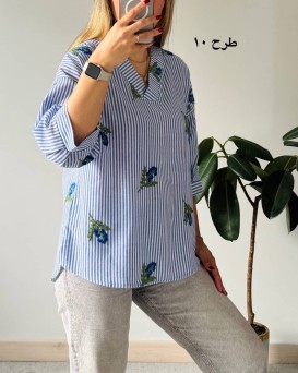 شومیز راه راه لینن گلدوزی 1