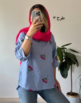 شومیز راه راه لینن گلدوزی 1