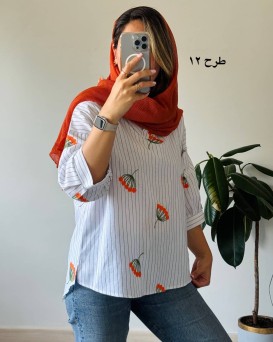 شومیز راه راه لینن گلدوزی 1