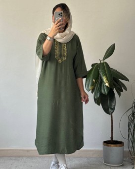 مانتو کفتان برفین با گلدوزی