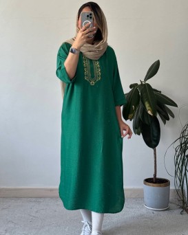 مانتو کفتان برفین با گلدوزی