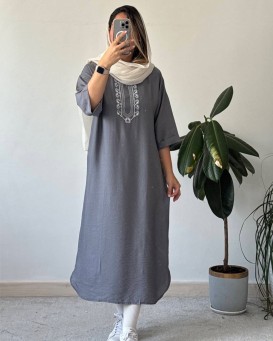 مانتو کفتان برفین با گلدوزی