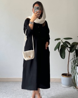 پیراهن مانتویی مشکی صبا