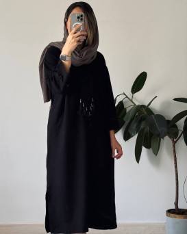 مانتو کفتان مشکی قلاب بافی