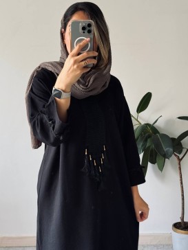 مانتو کفتان مشکی قلاب بافی