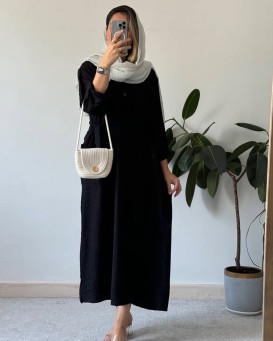 پیراهن مانتویی مشکی ویدا