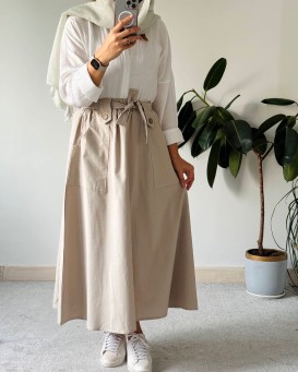 دامن لینن دو دگمه