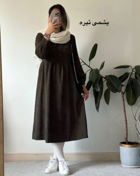 پیراهن مانتویی پاییزه آنیل جیبدار 1