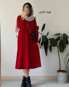 پیراهن مانتویی پاییزه آنیل جیبدار 2