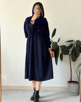 پیراهن مانتویی پاییزه آنیل جیبدار 2
