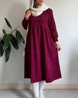پیراهن مانتویی پاییزه آنیل جیبدار 2