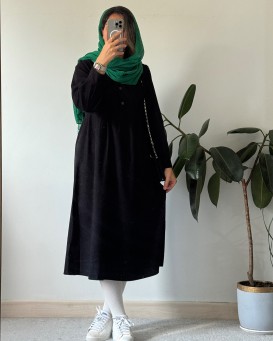 پیراهن مانتویی پاییزه آنیل جیبدار 2