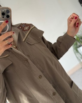 مانتو کتان گلدوزی