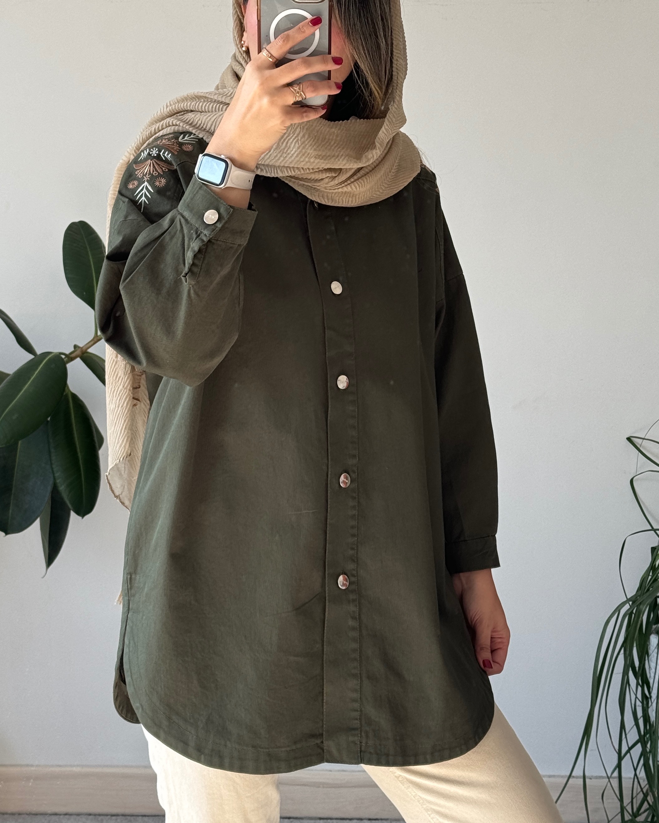 مانتو کتان گلدوزی یاسمن