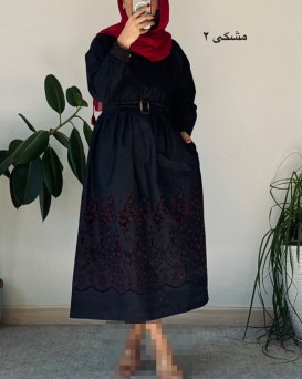 مانتو کتان با خرج کار مخمل کوب