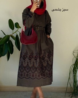 مانتو کتان با خرج کار مخمل کوب