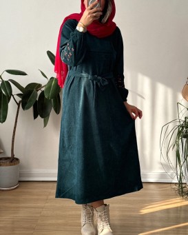 پیراهن مخمل کبریتی گندم