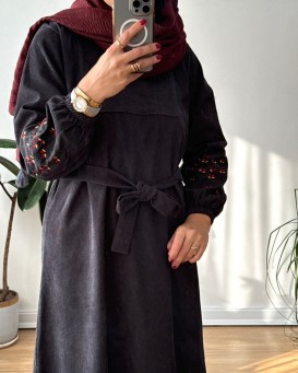 پیراهن مخمل کبریتی گندم