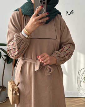 پیراهن مخمل کبریتی گندم