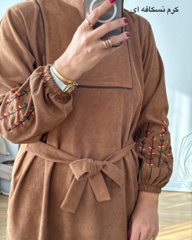 پیراهن مخمل کبریتی گندم