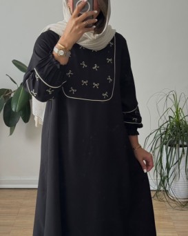 مانتو عبایی پاپیون مشکی